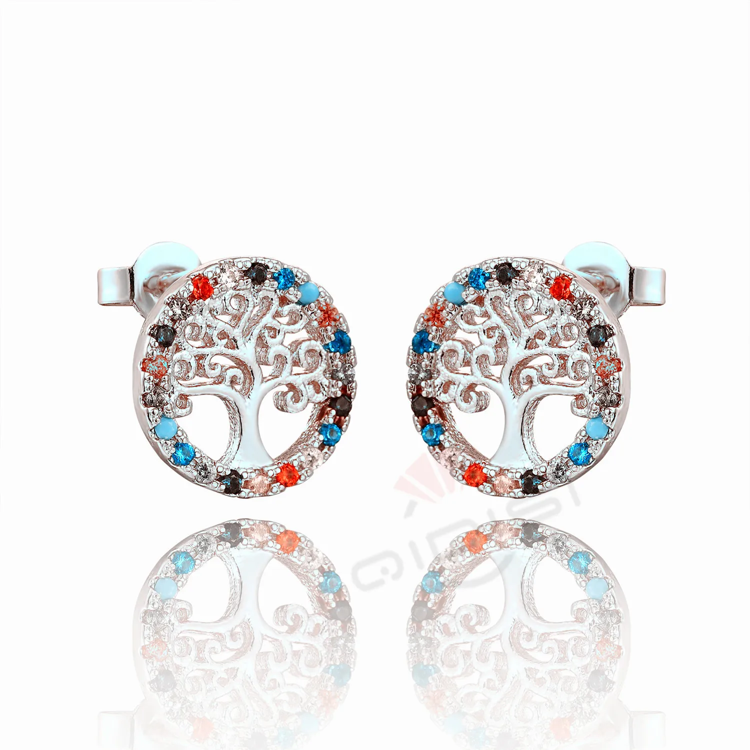 Роскошные серьги гвоздики цвета розового золота белого сверкающие с цирконием и