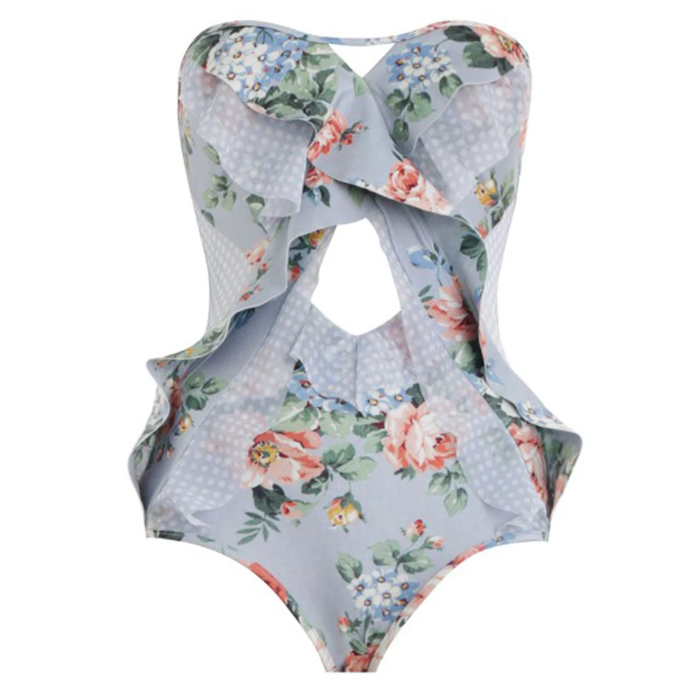 Цельный купальник с рюшами Bamdeau женский сексуальный летний пляжный лоскутный