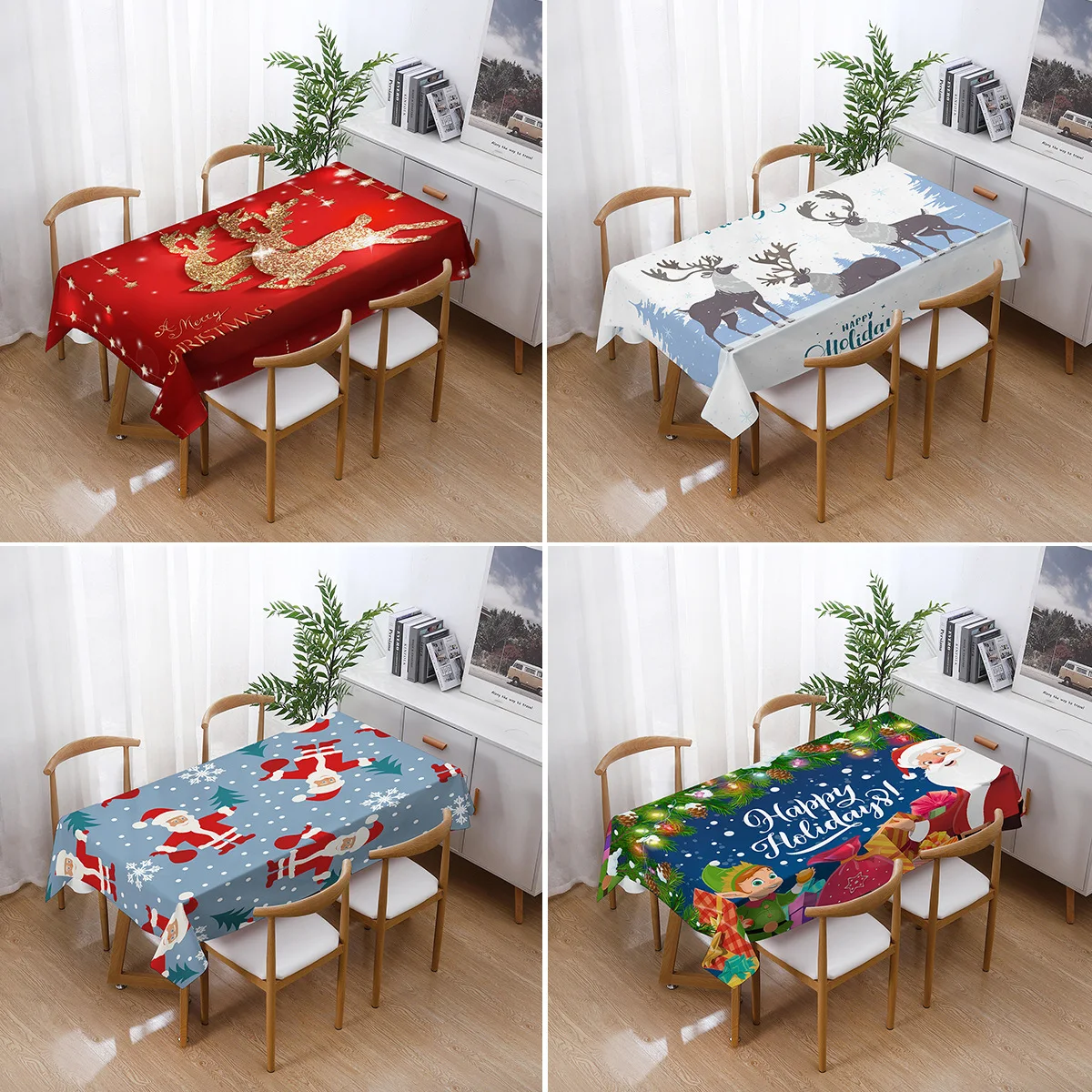 

Christmas Decoration Table Cloth Cheap Sale Polyester Rectangular Table Cover For Christmas Decoration Mantel Mesa Navidad