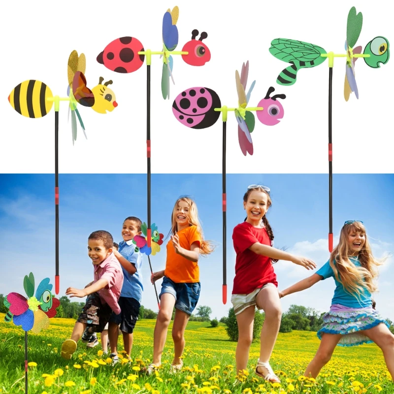 

2021 New 3D Sequins Animal Bee Windmill Wind Spinner Home Garden Yard Decoration Kids Toy
