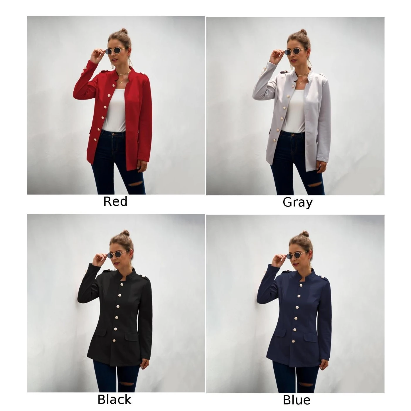 

Women Cardigan Ladies Tops Office Casual Fashion Business Stand Collar