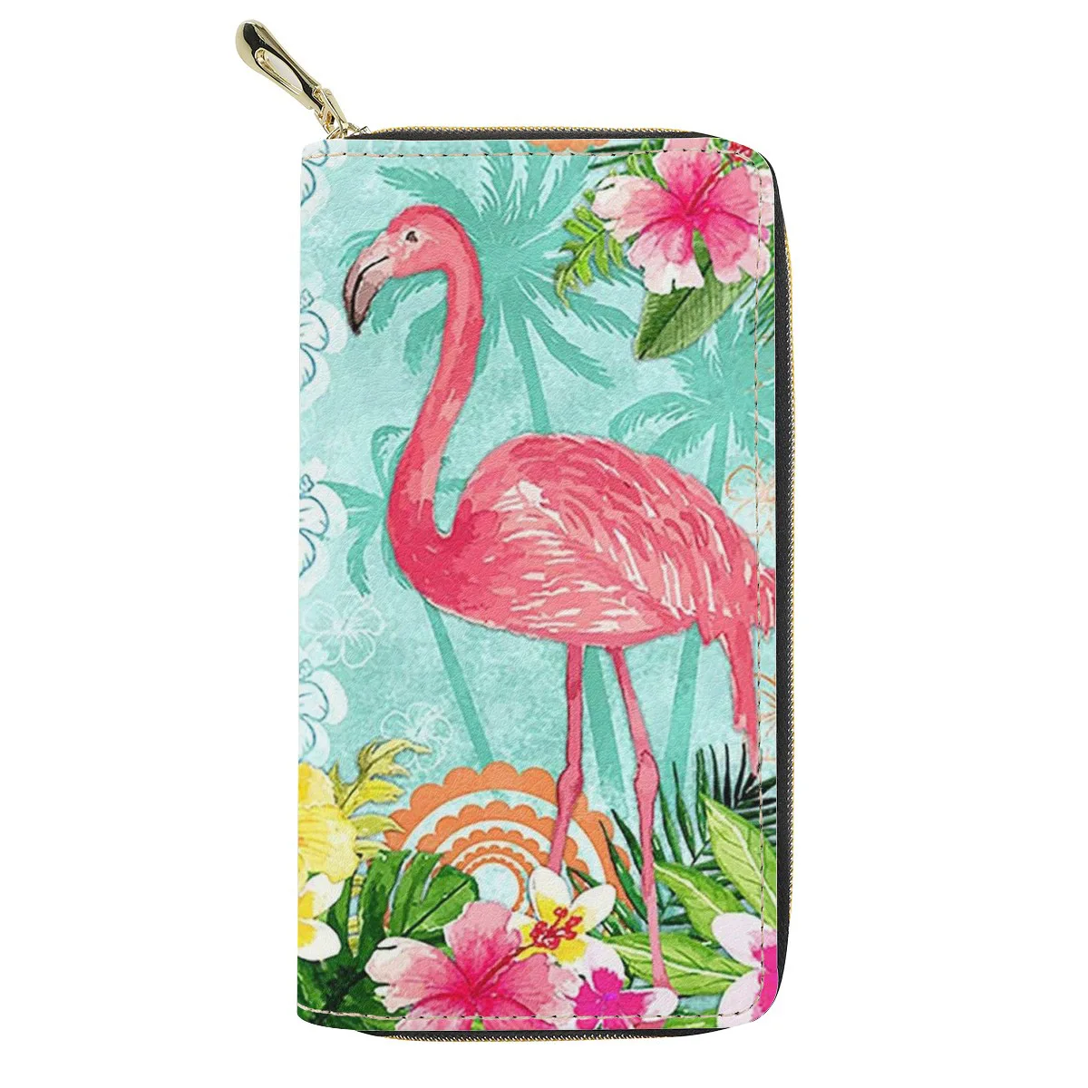 

Female Long Wallet Pink Flamingo Print PU Leather Clutch Purse Women Travel Coin Phone Purses for Ladies Girls Card Money Bag