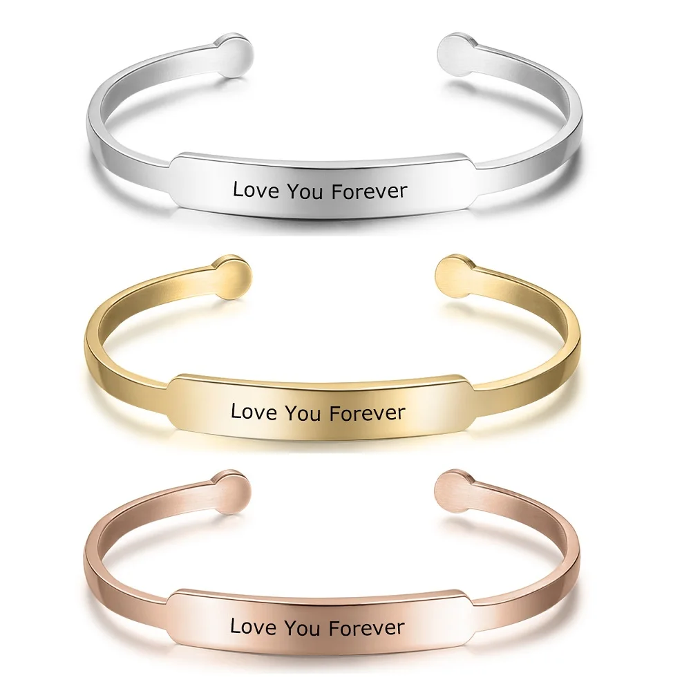 Браслет манжета с гравировкой имени на заказ позолоченный|Индивидуальные