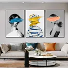 Картина с повязками на глаза для девочек, современные постеры и принты на холсте в скандинавском стиле, Настенная картина для украшения гостиной, спальни