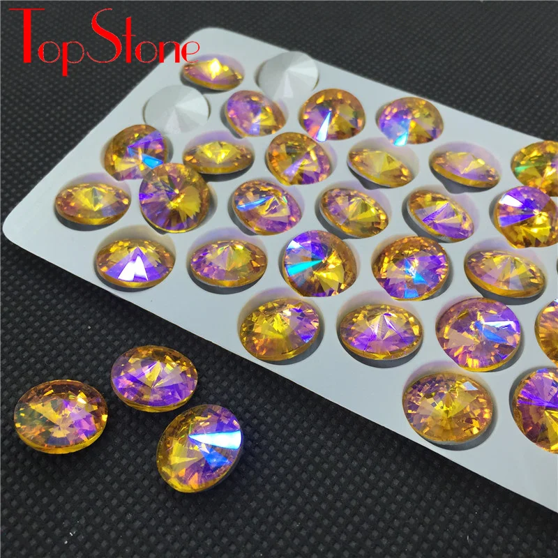 Топовый камень 6 мм ~ 18 цвета AB Rivoli Кристалл Круглый необычный острый задний