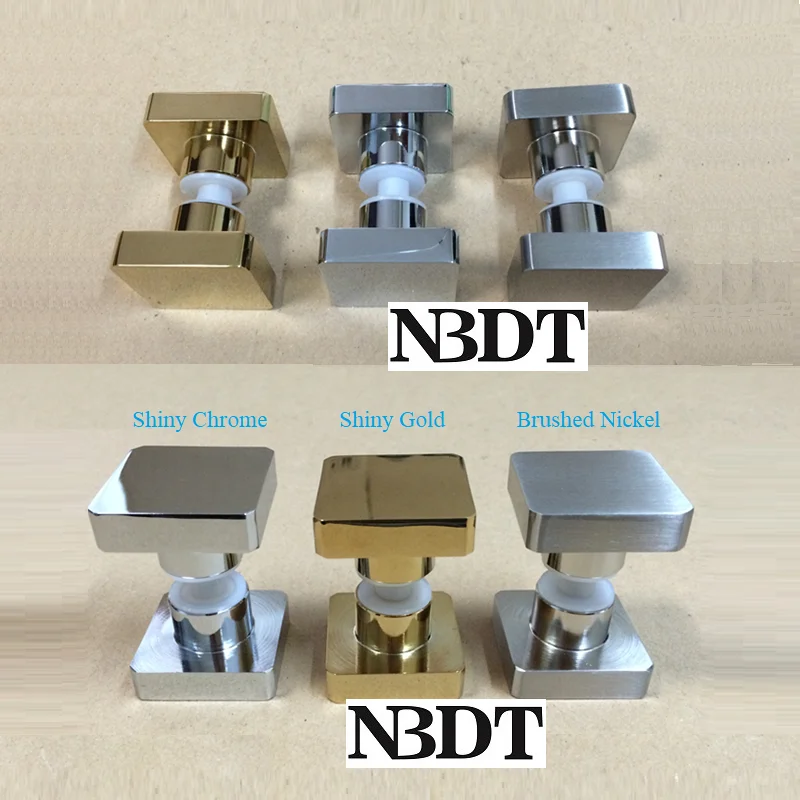 Brushed Chrome Solid Brass Glass Door Knob Pull Back-to-back