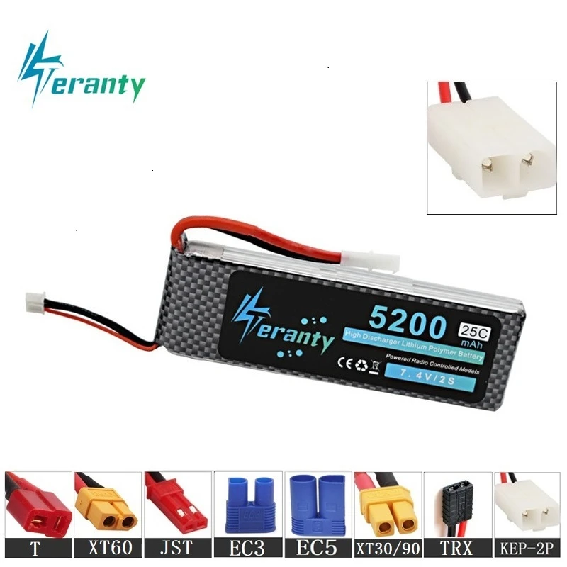С разъемами Tamiya 2P 2s 7 4 v 5200mAh Lipo батарея для RC автомобилей лодки роботы самолеты