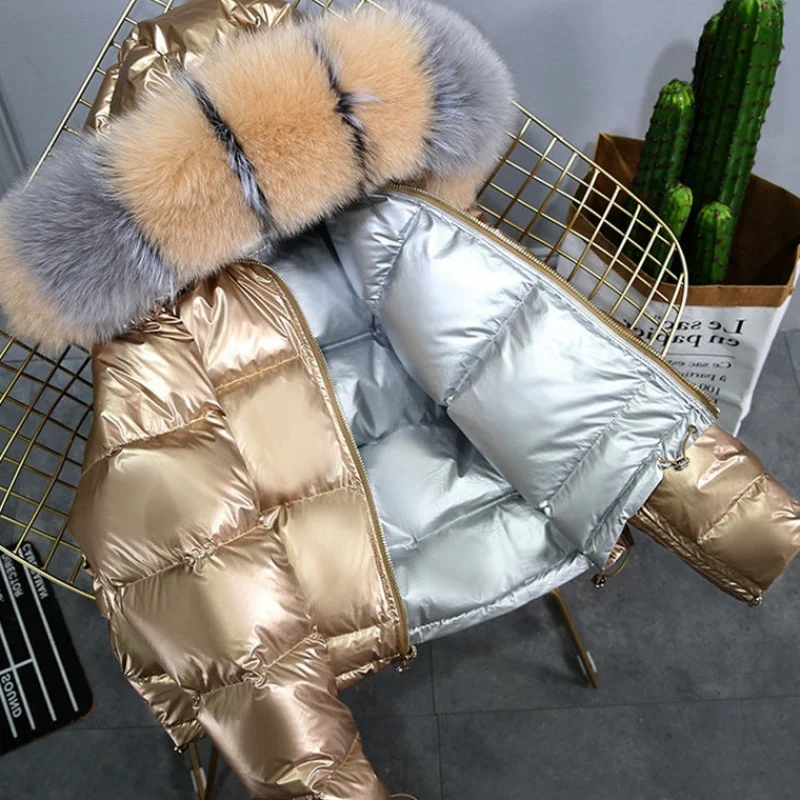 

Новинка, Двусторонняя одежда, Женское зимнее пальто, пуховое пальто, женские куртки на белом утином пуху, парки с воротником и капюшоном из н...