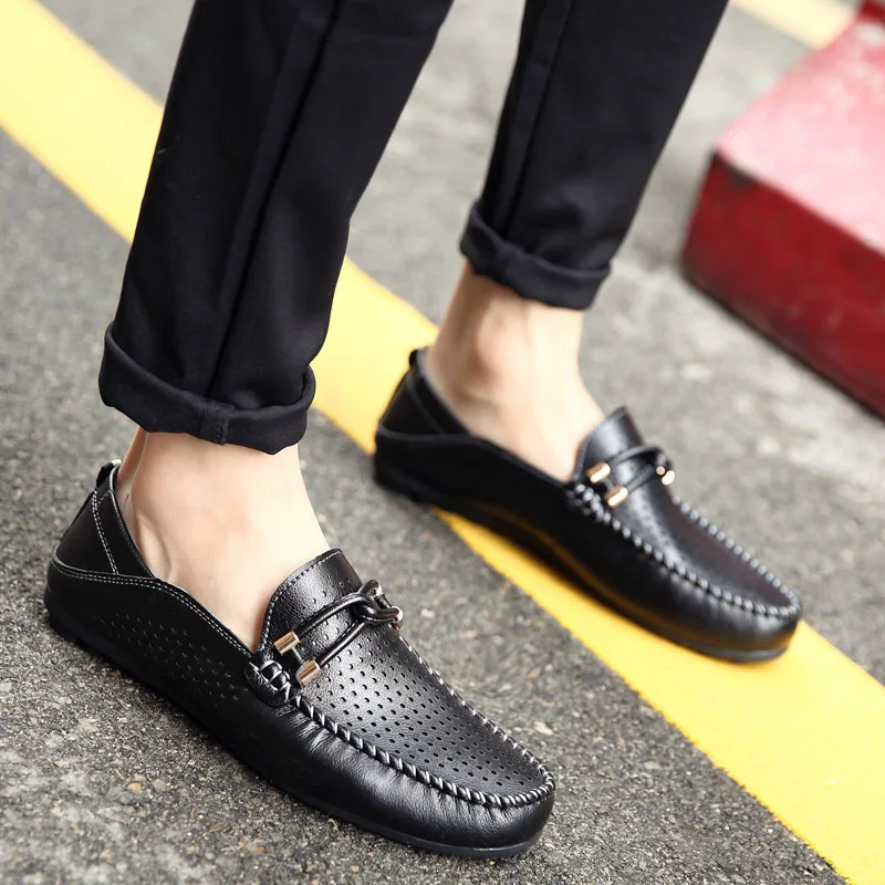 Мужские кожаные повседневные лоферы мужские мокасины без шнуровки дизайнерские