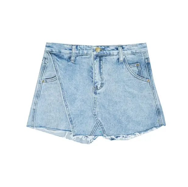 Женские джинсовые шорты синие повседневные свободные мини юбки с высокой талией
