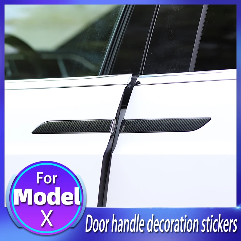 

For Tesla Model 3 4Pcs/Set Protector Decals Cover Anti-Scratch Door Handle Wrap Waterproof ABS Carbon Fiber Decorative Sticker