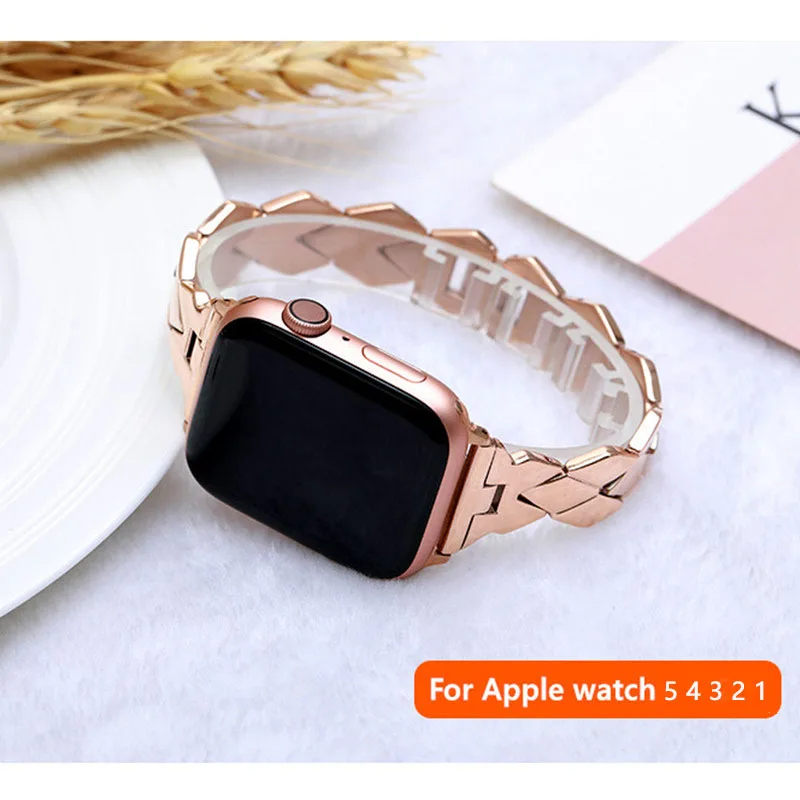 Ремешок из нержавеющей стали для Apple Watch band 4 5 44 мм 40 iWatch 3 2 42 38 ромбовидный браслет