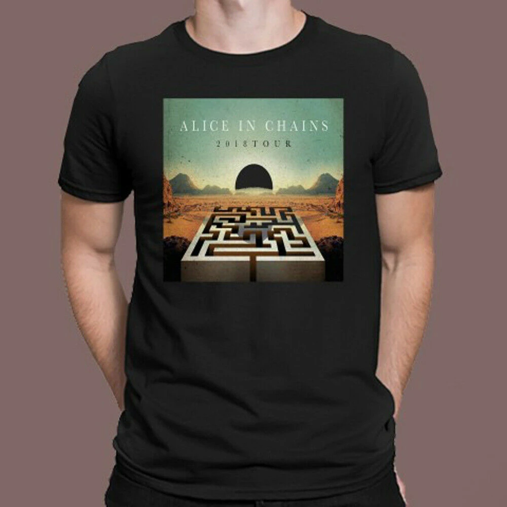 Алиса в цепях тур логотип мужская Черная Футболка размер S M L XL 2XL 3XL свободный Топ