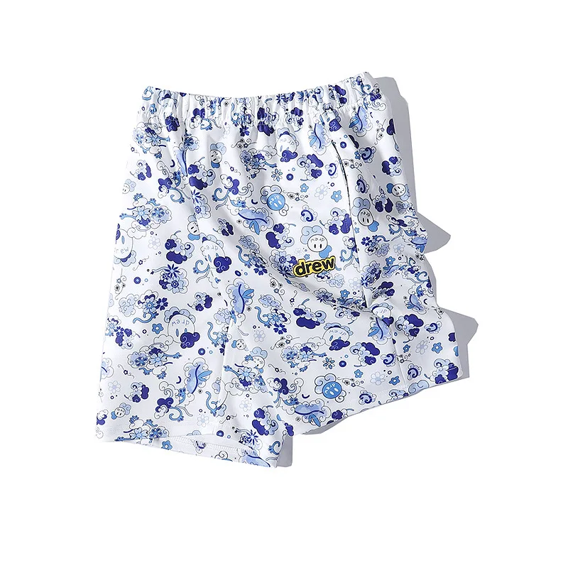 

Drew house Justin Bieber full print bullet screen smiley face cloud print sports shorts Capris
