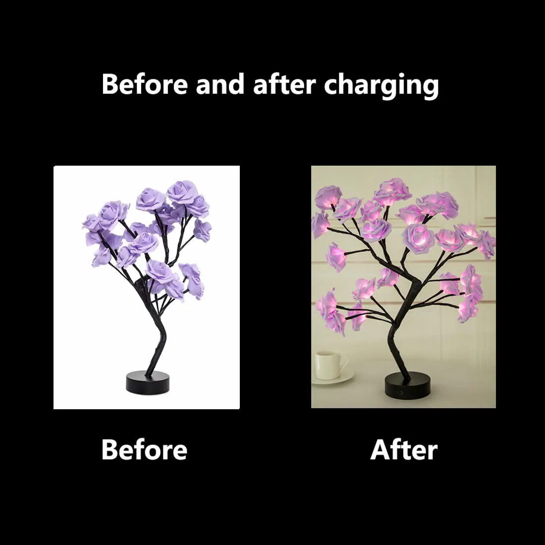 

LED Table Lamp Rose Flower Tree USB Night Lights Christmas Gift For Kids Room Rose Flower Lighting Home Decoration