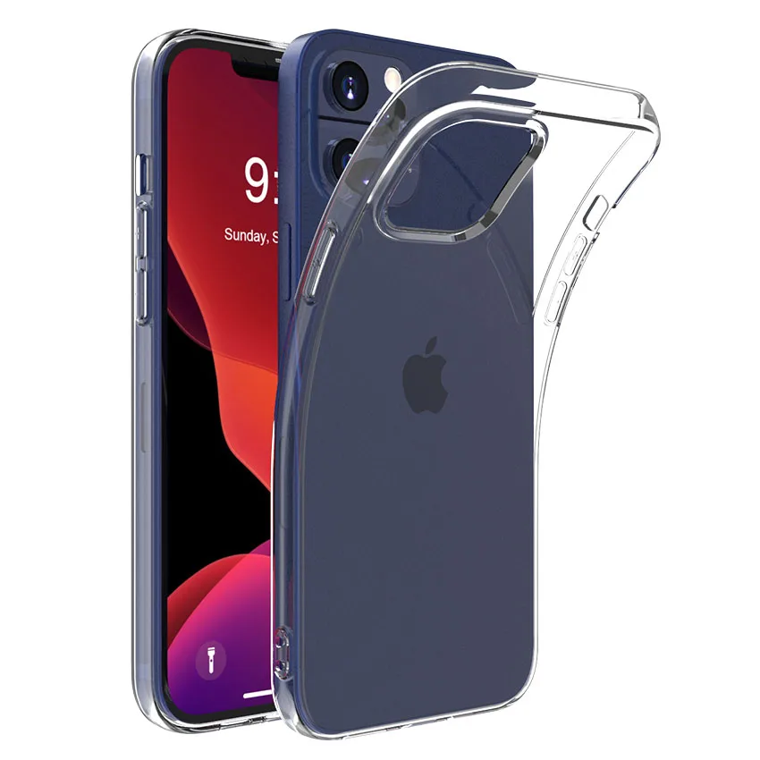 Мягкий прозрачный чехол из ТПУ для телефона iPhone 12 Mini 11 Pro Max 12Pro 11Pro X XR XS 7 8 Plus SE 2020 6S