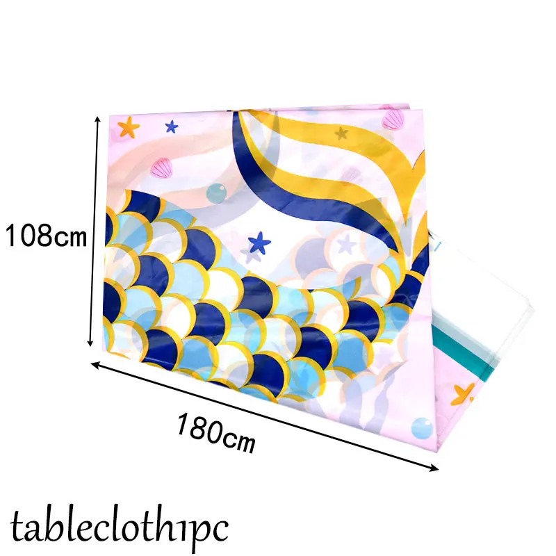 tablecloth1pc Русалка тема вечерние день рождения одноразовая посылка Конфета "Русалка" коробка вечерние воздушные Шары Баннер для свадебного оформления baby shower вечерние украшения - Цвет: tablecloth1pc