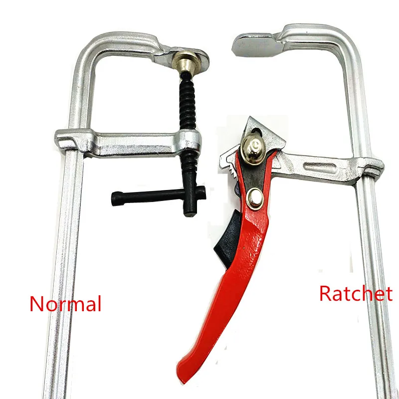 HS Tools Сверхмощный зажим с храповым механизмом F образный для работы по дереву