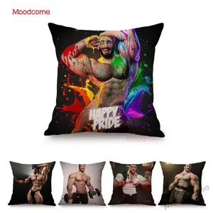 Сексуальная тема гордыни для геев, мультфильм, спортзал, парень, мышечный человек, Супер герои, идеальный бойфренд, декоративная подушка для дивана чехол, льняная подушка, чехол для творчества