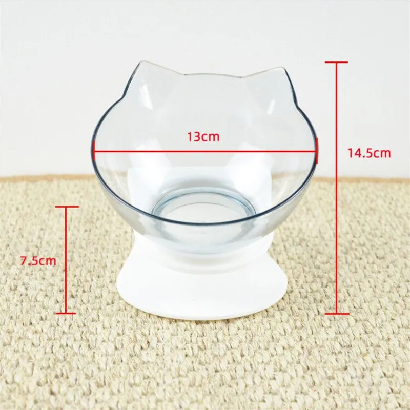 

Pet Rice Bowl Double Cat Dogs Bowl Feeding Eating Food Water Transparent Non-Slip Plastic Dispenser Pet Supplies