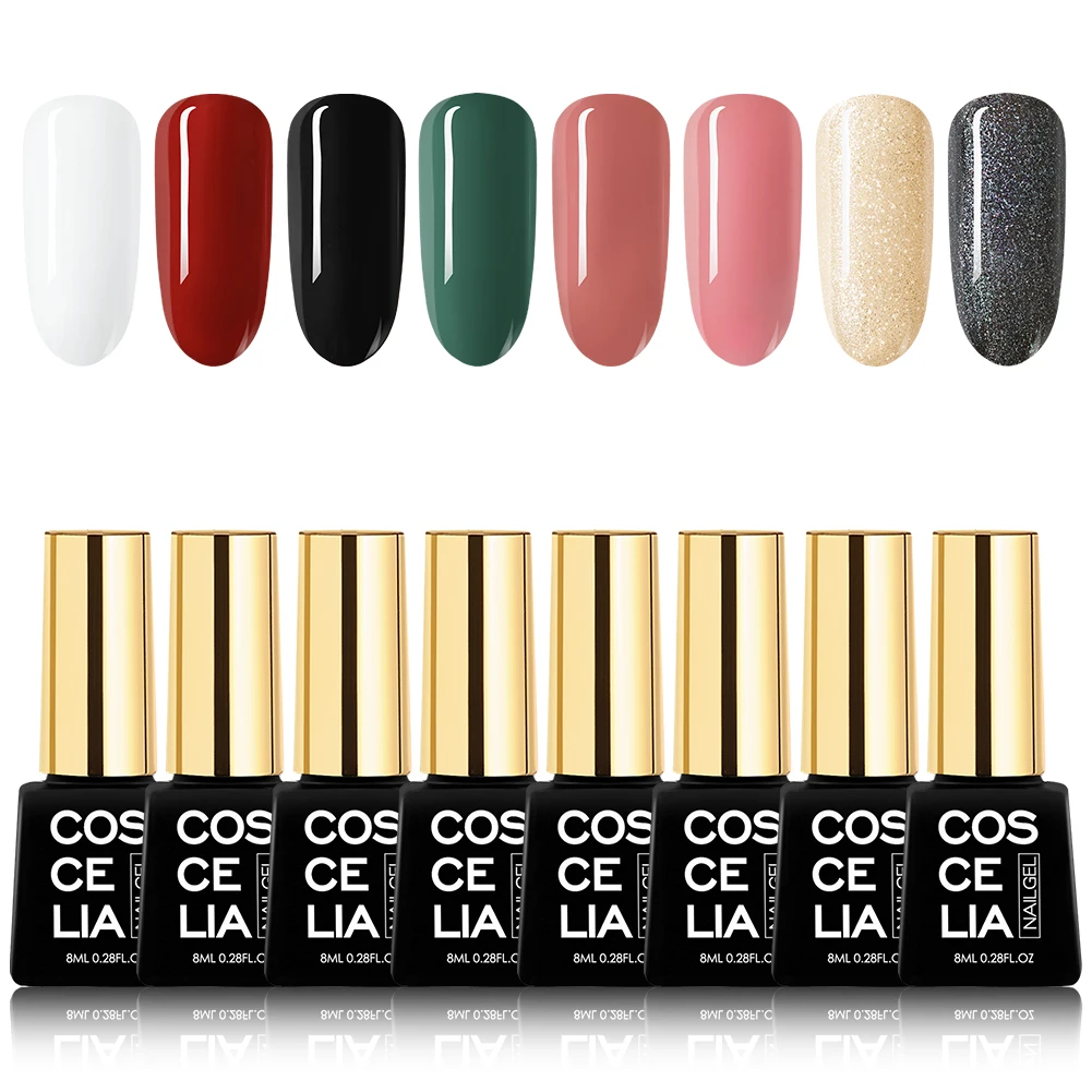 Gel Polish Kit 8 COSCELIA Комплект гель-лаков для ногтей Дизайн ногтей УФ светодиодный набор гелей для маникюра длительный Комплект гель-лаков для ногтей замочить - Цвет: Gel Polish Kit 8
