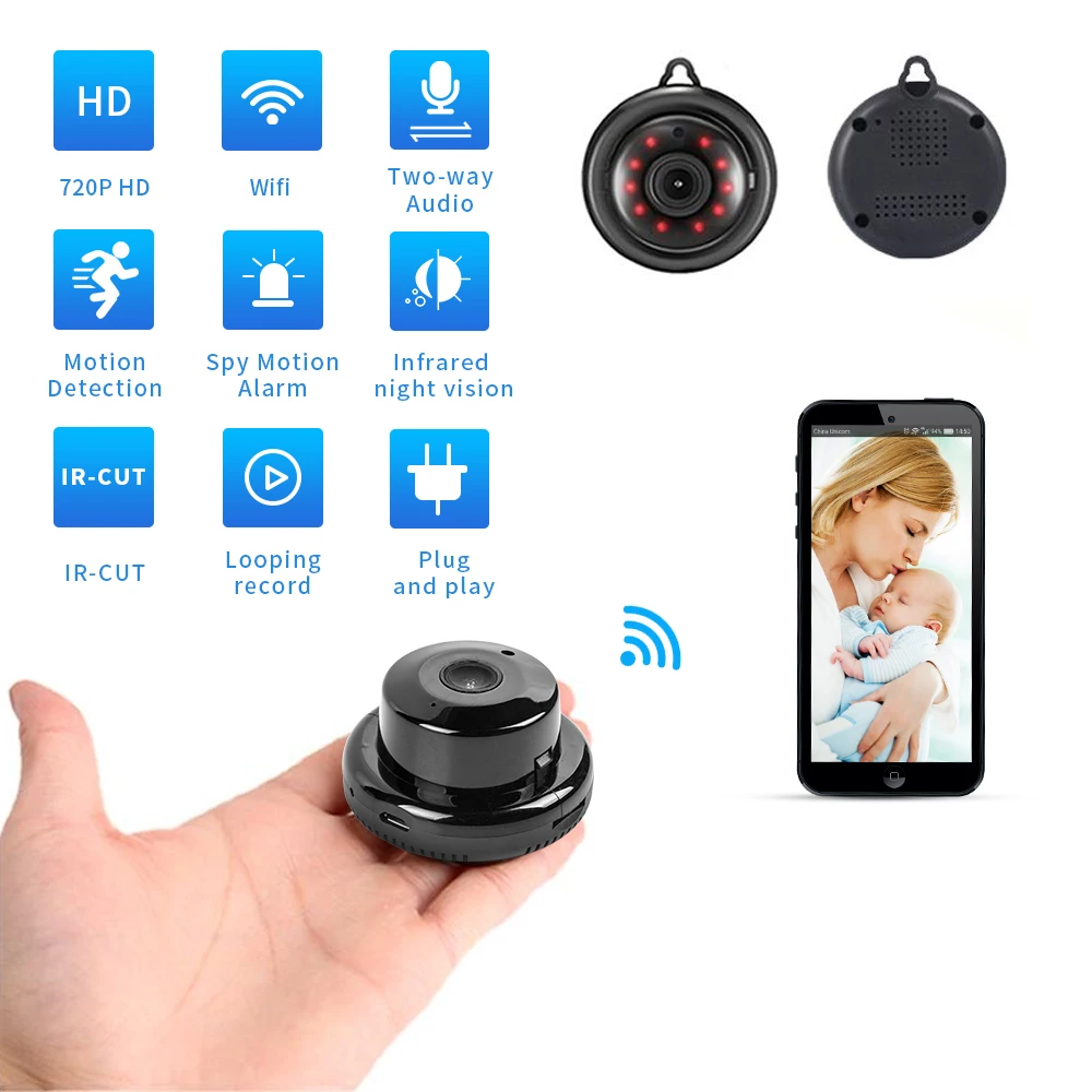 Домашняя камера видеонаблюдения мини Wi Fi 720P IP Draadloze Kleine CCTV инфракрасная ночного