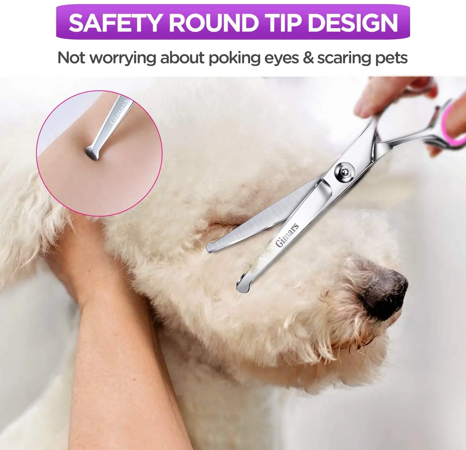 

4CR Stainless Steel Safety Round Tip Pet Grooming Scissor Pet Grooming Scissor for Dogs, Cats and Other Animals (4 scissors set)