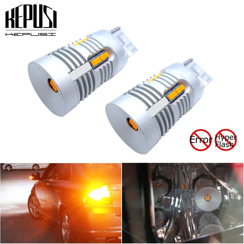 Светодиодный фонарь для автомобиля 7440 желтый 24-smd 2020 T20 WY21W 7440NA светодиодный