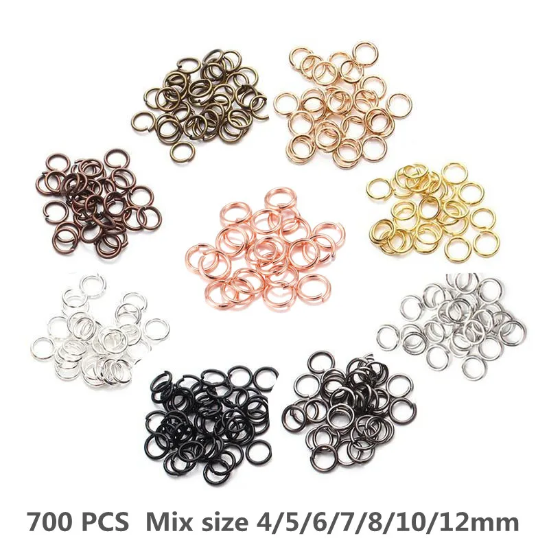 

700 PCS Mix Size Single Ring Basic Connection Split Ring C Ring O Ring Punk Accessories Metal Diy For Jewelry Making