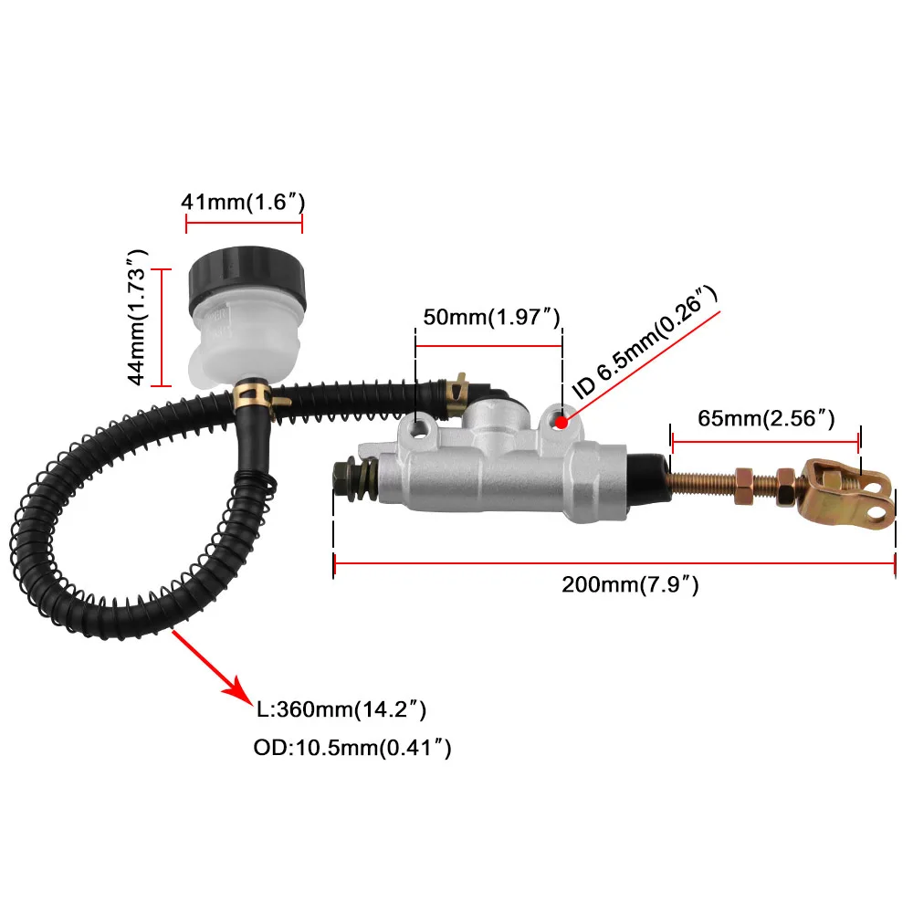 

New Universal Motorcycle Rear Brake Master Cylinder Pump with Reservoir For Honda Sportrax 400 TRX400EX 1999-2008