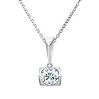 trendy 925 sterling silver 1 carat d color moissanite necklace women jewelry plated white gold vvs moissanite diamond necklace