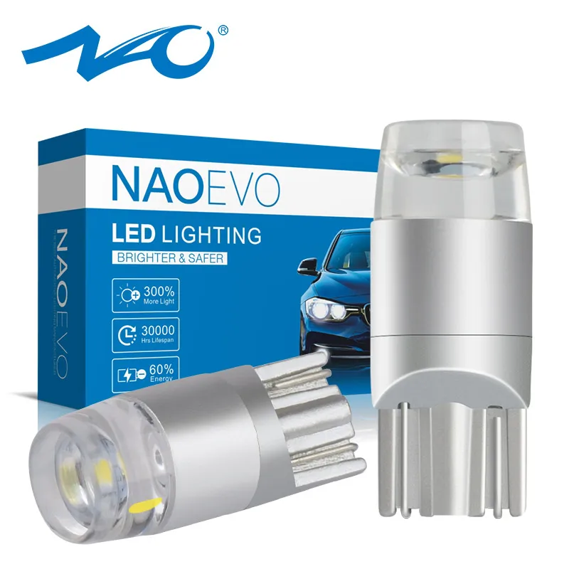 NAO t10 светодиодный фонарь w5w светодиодный автомобильный DRL 3030 SMD 194 168 COB габаритные огни для чтения интерьерная лампа 12 В 6000 К белый желтый красный