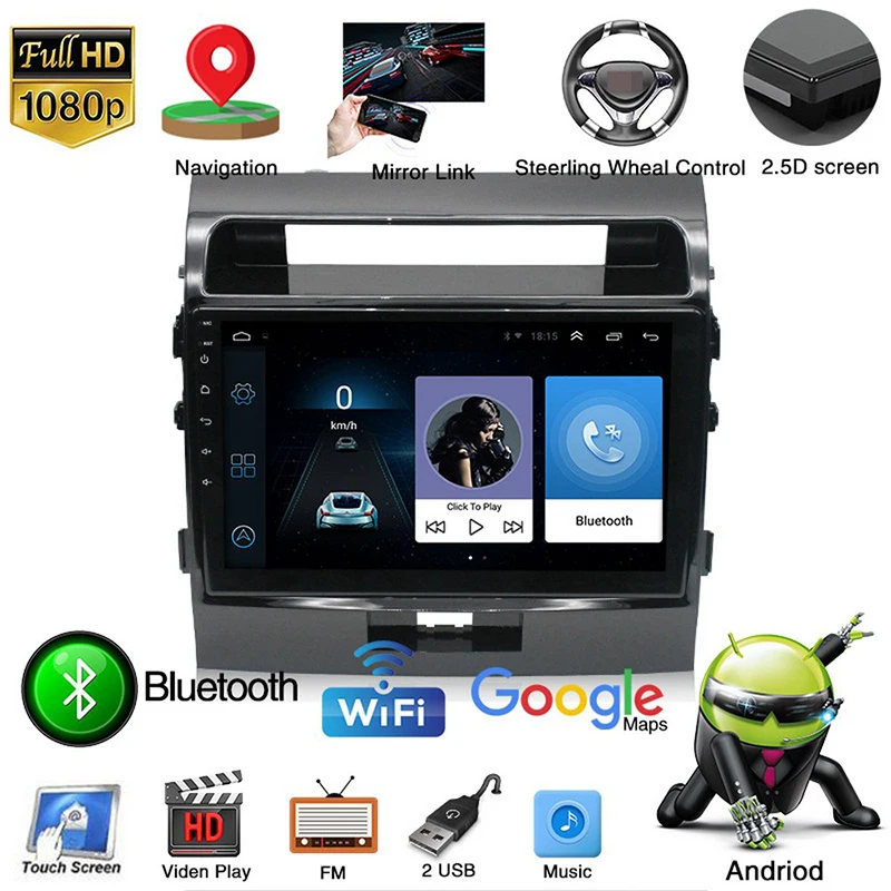 Автомобильный мультимедийный плеер на Android 9 1 Wi Fi + 16 ГБ/2 32 ГБ с сенсорным экраном 10