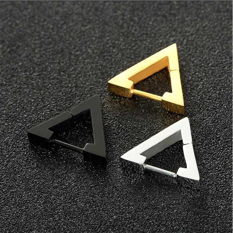1 шт. модные черные треугольные унисекс панк-рок нержавеющая сталь мужские женские квадратные серьги-гвоздики с проколом Plug Oorbellen.