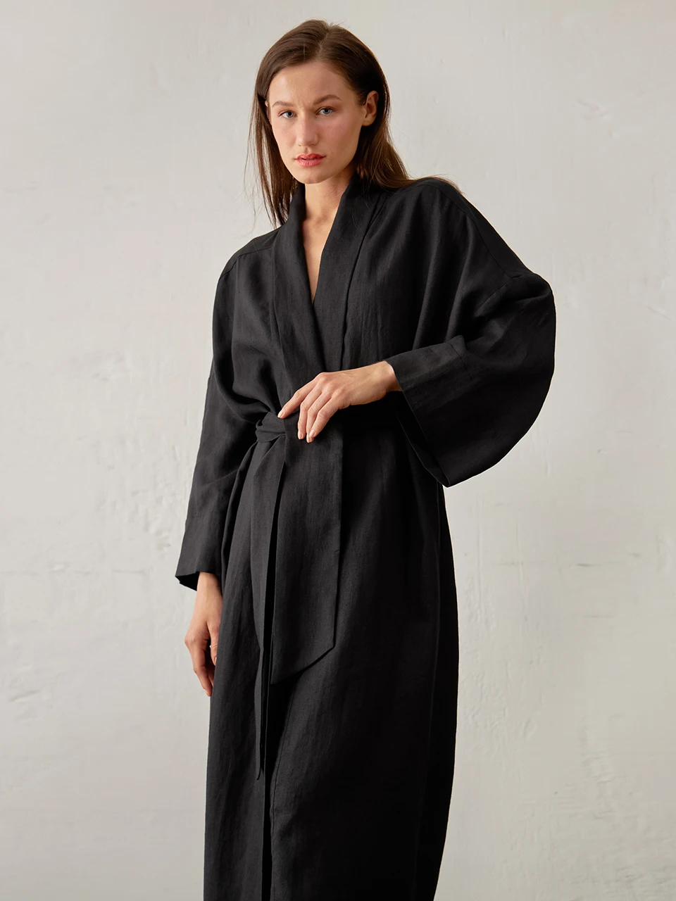 

Pure Color Elegant Robes Women Sleepwear Full Sleeve Bathrobe Female Nightwear Lace Up Women's Pajamas Flare Sleeve Robe Nighite