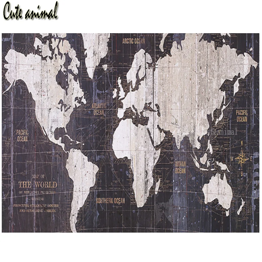 

5D алмазная картина абстрактная черная и белая карта мира Набор для вышивки крестиком Алмазная вышивка полный квадрат дрель Алмазная мозаик...