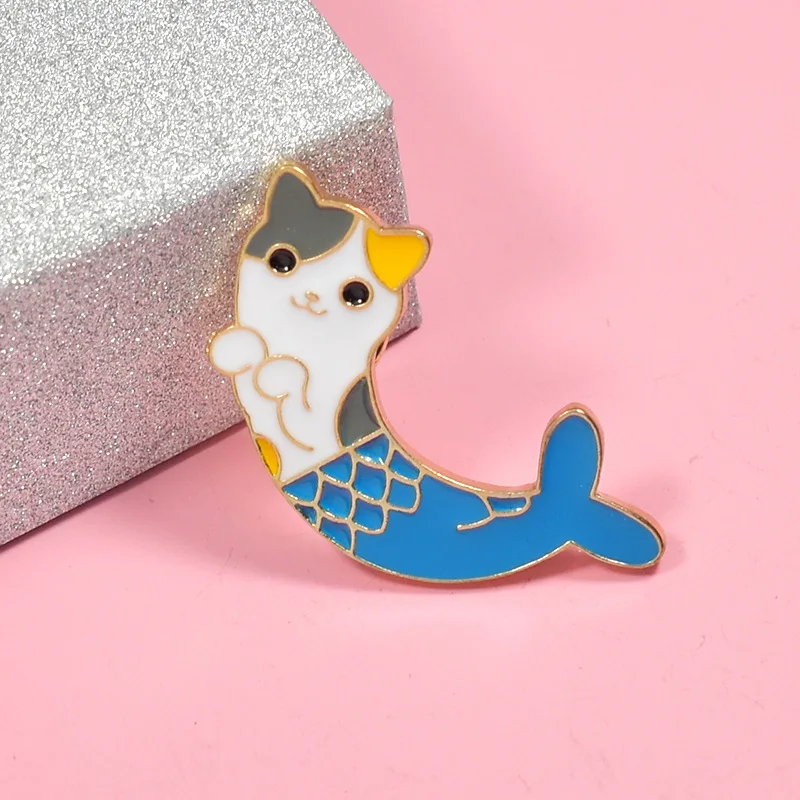 Милые Броши кошки в виде рыбьего хвоста с героями мультфильмов для женщин