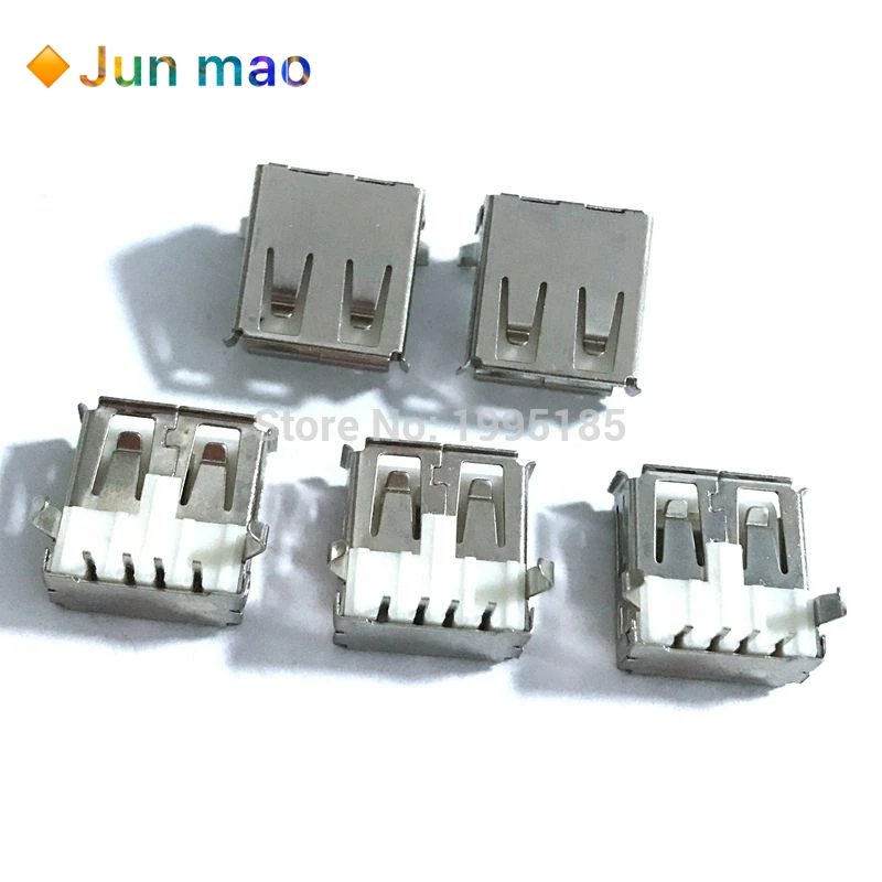 

20 шт., разъем для пайки, USB Type A, стандартный разъем для пайки, разъем для печатной платы, 4-контактный разъем типа A, стандартный разъем USB типа A
