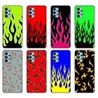 Черный чехол из ТПУ для Samsung galaxy A12, A22, A32, A42, A52, A72, 4g, 5g S21 PLUS, ультра задняя крышка, Модный чехол с огненным пламенем