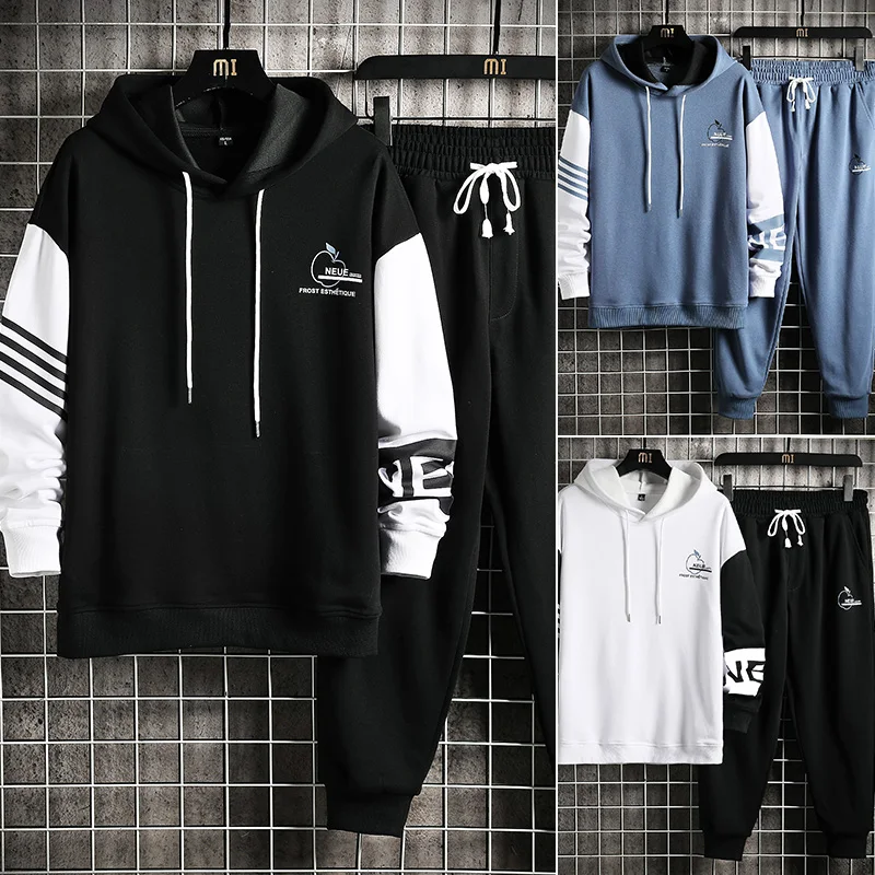 Спортивный костюм мужской из 2 предметов повседневная одежда в стиле пэчворк