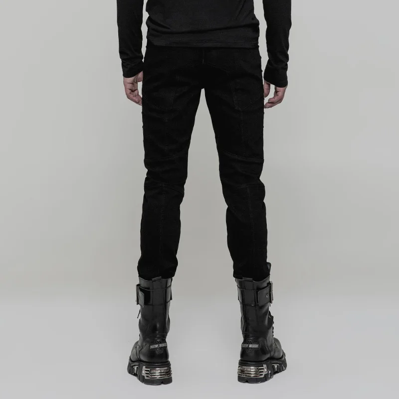 Мужские ковбойские брюки в стиле панк упругие джинсовые длинные на молнии с