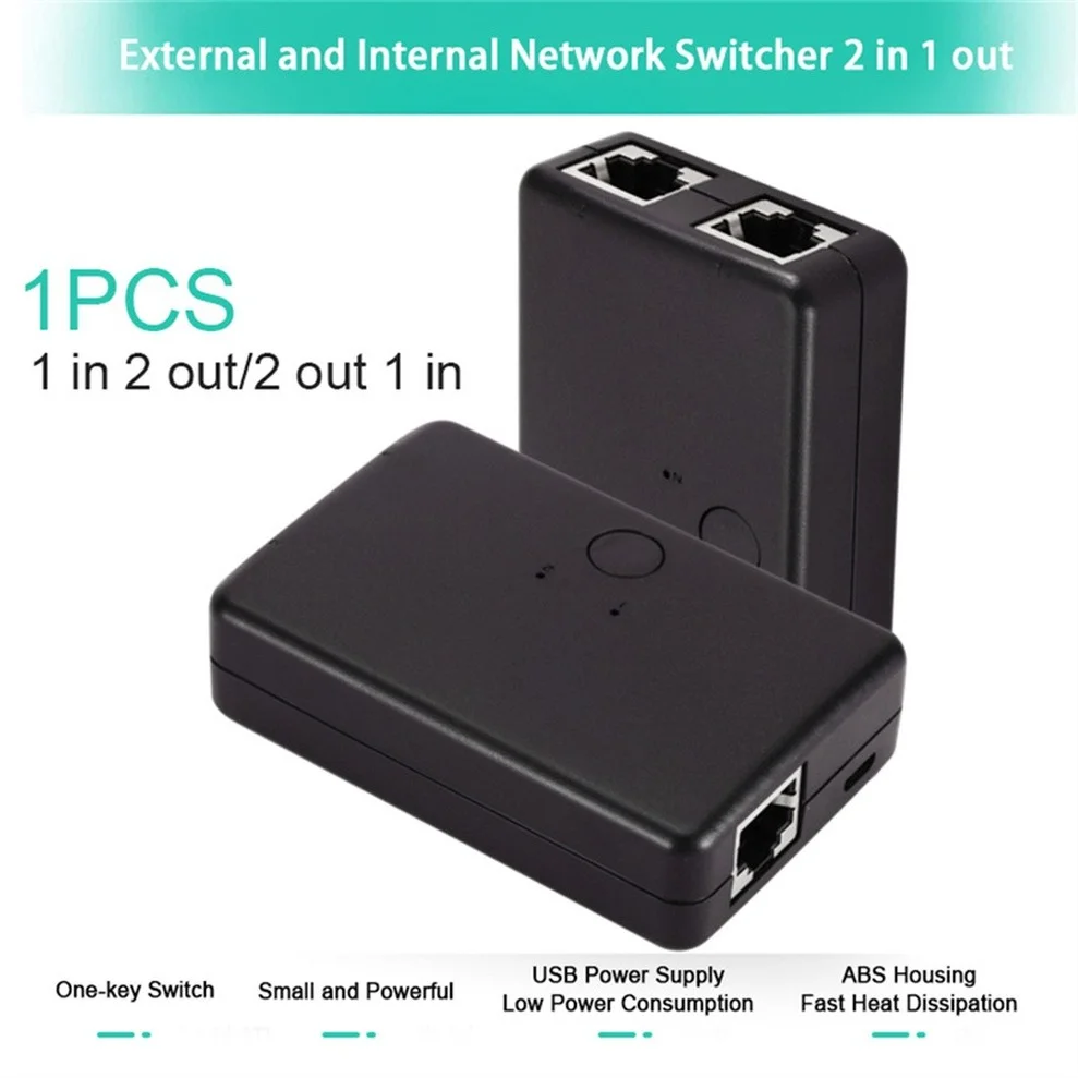 Сетевой хаб TQQLSS RJ45 CAT6 с 2 портами переключателем для ноутбука разветвитель