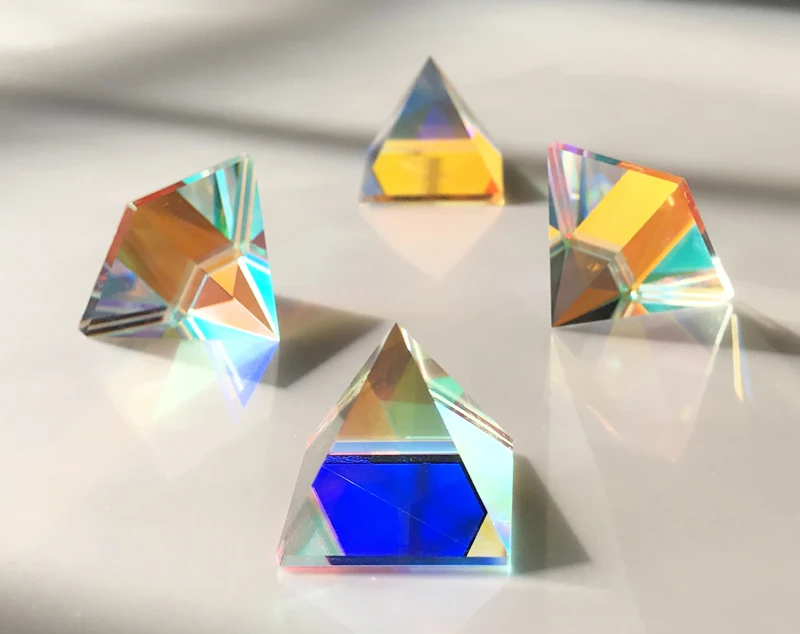 Креативный стеклянный куб Пирамида светильник подарок оптическая стеклянная