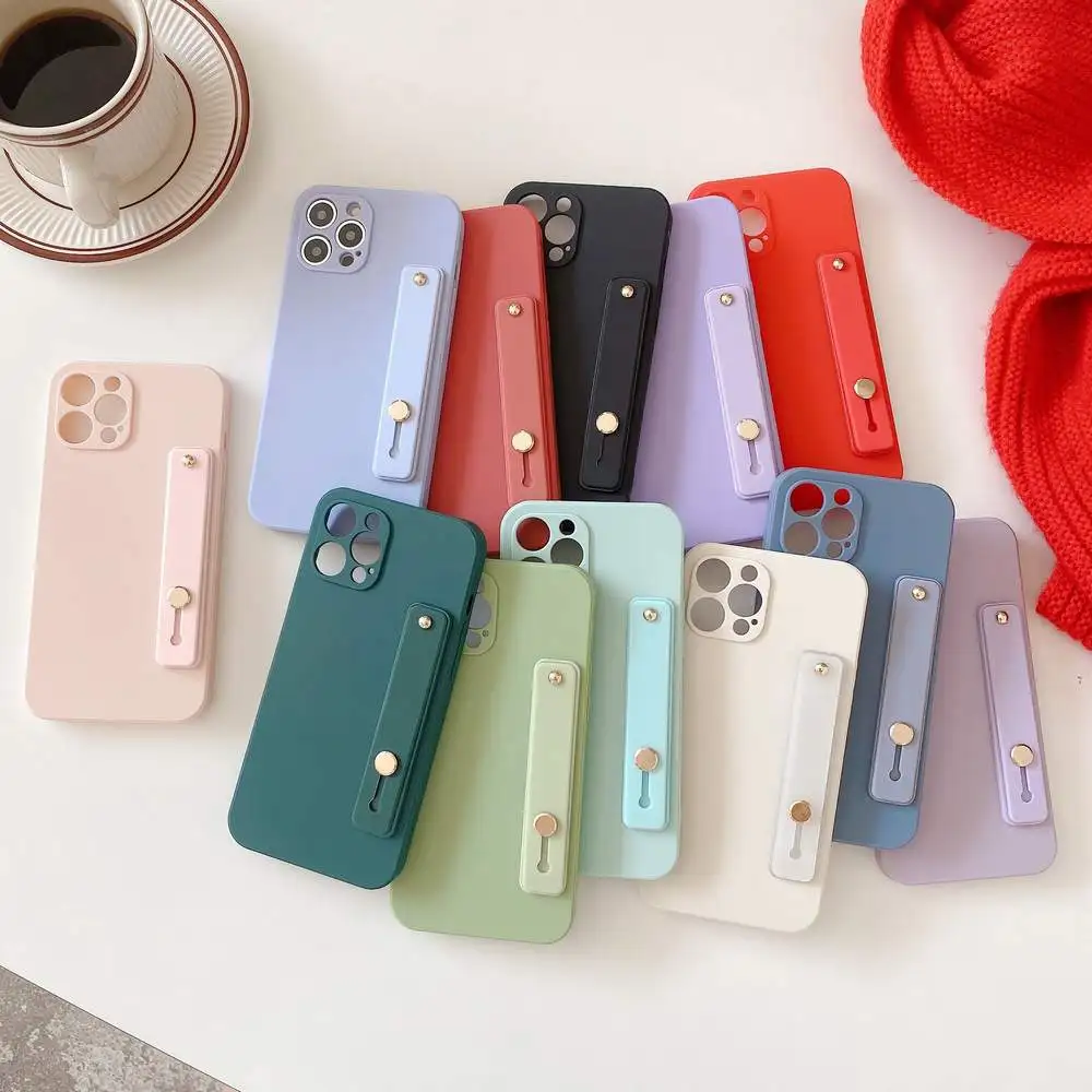 

Simple Pure Color Stand Holder Soft TPU Slim Phone Case For iPhone 12 Pro Max 13 mini 11 XS XR XS MAX 8 Plus 7 Plus Rubber Cover
