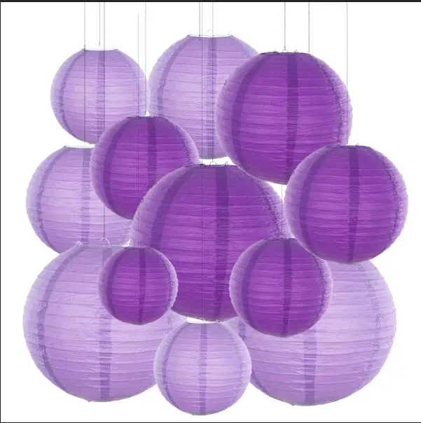 mix purple 20 шт./лот " 8" 1" 12 дюймов белый китайский бумажный мяч лампион Свадебные украшения бумага для фонарей абажур Обручение вечерние Декор - Цвет: mix purple