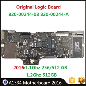 geniune 820 00244 a logic board for macbook 12 a1534 2016 8gb ram 1 11 2 ghz 256 512gb motherboard system board replacement free global shipping