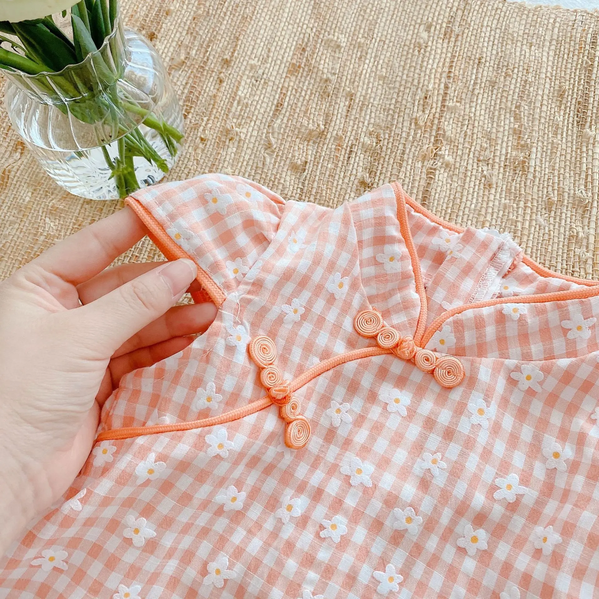 

1-3 years old girls cheongsam 2021 summer new baby national style cheongsam skirt short-sleeved floral dress children's skirt