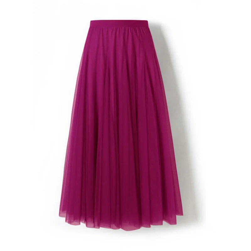 

Autumn Summer Style Brand Women Jupe Elastic Faldas Largas Ladies Long Skirts Sexy Girl Tulle Saia Feminina Elegant Ropa