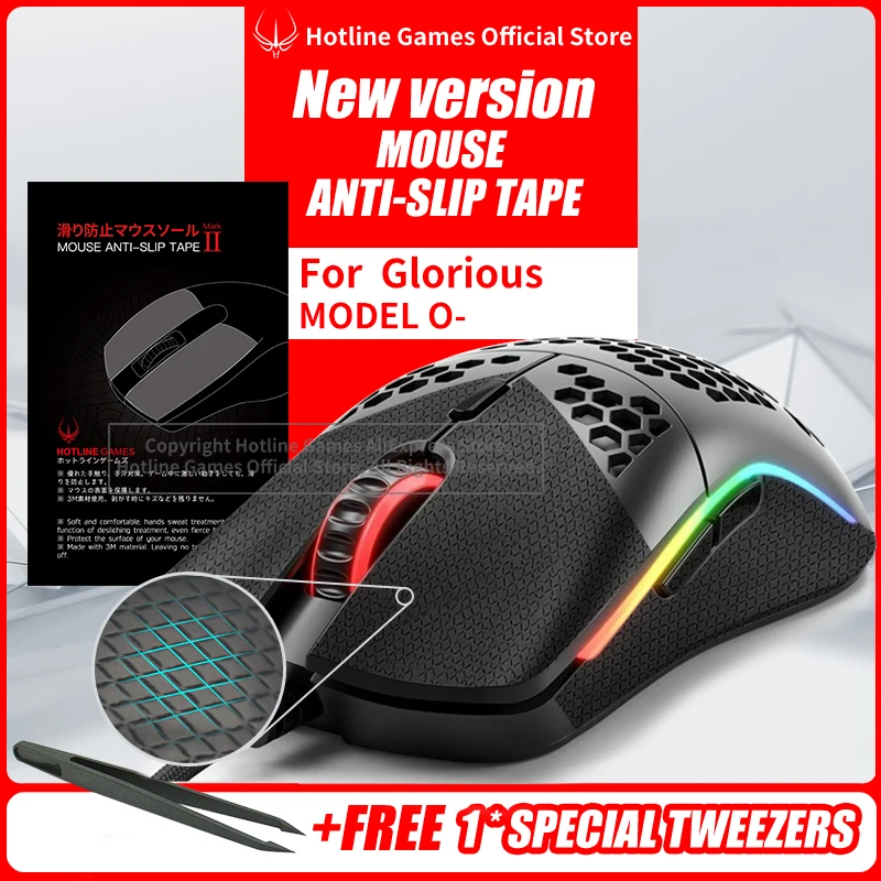 Hotline Games Mouse Grip Tape for Glorious MODEL O-Minus Mouse A Sweat Resistant Pads Mouse Side Anti-Slip Stickers Mouse Skates