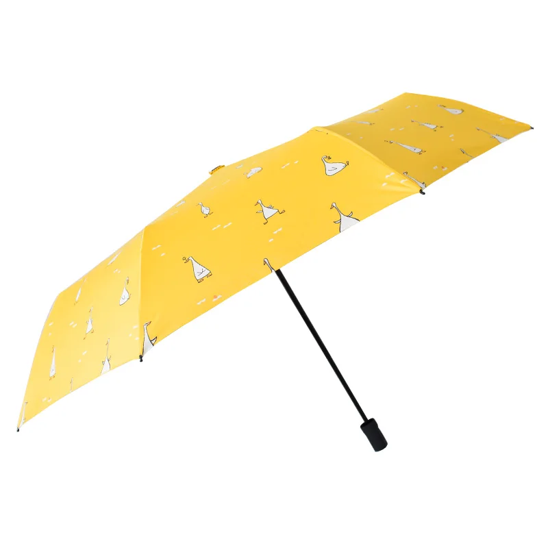 

New Cartoon Duck Design Automatic Umbrella Yellow Windproof UV Protect Umbrella For Women Girl Sunny And Rainy Folding Umbrellas